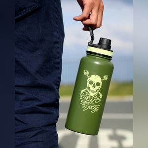 Dutch Bros Coffee 32oz Canteen Steel Tumbler Canteen Death Before Decaf 2 Lids